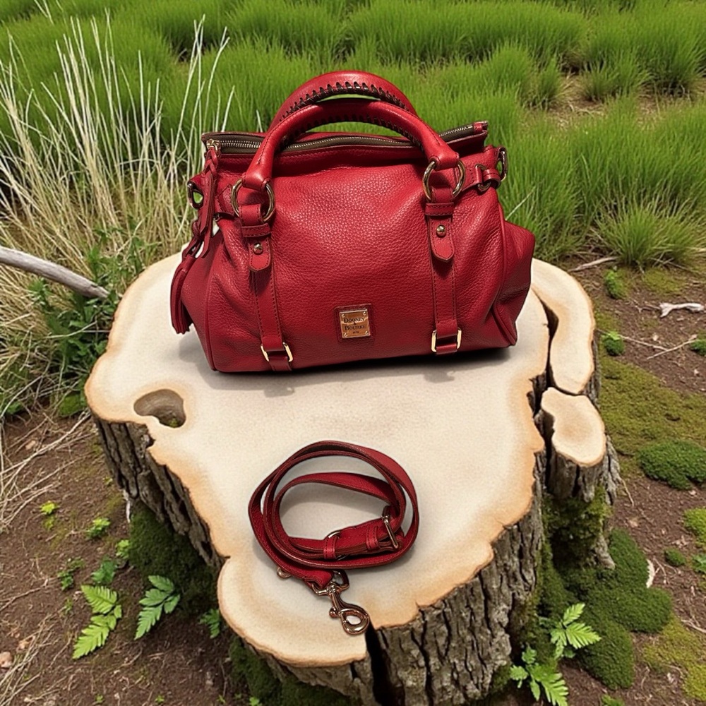 Dooney Bourke Red pebble Leather satchel! Rare red color! NWOT - Picture 8 of 14